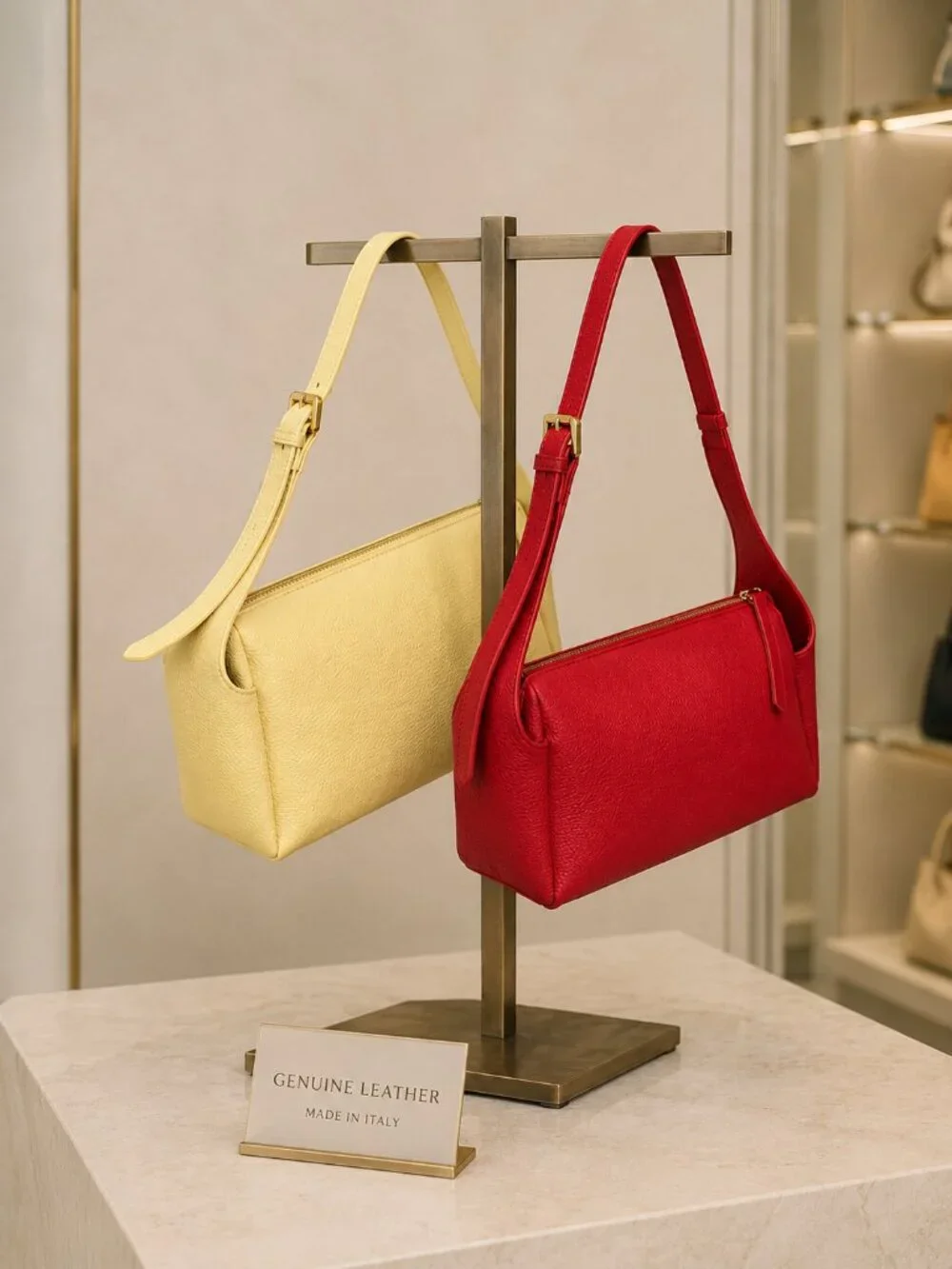 Italian Leather Red Shoulder Bag, Leather Crossbody Purse